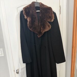Perry Ellis, Beaver collar black wool winter coat - 12